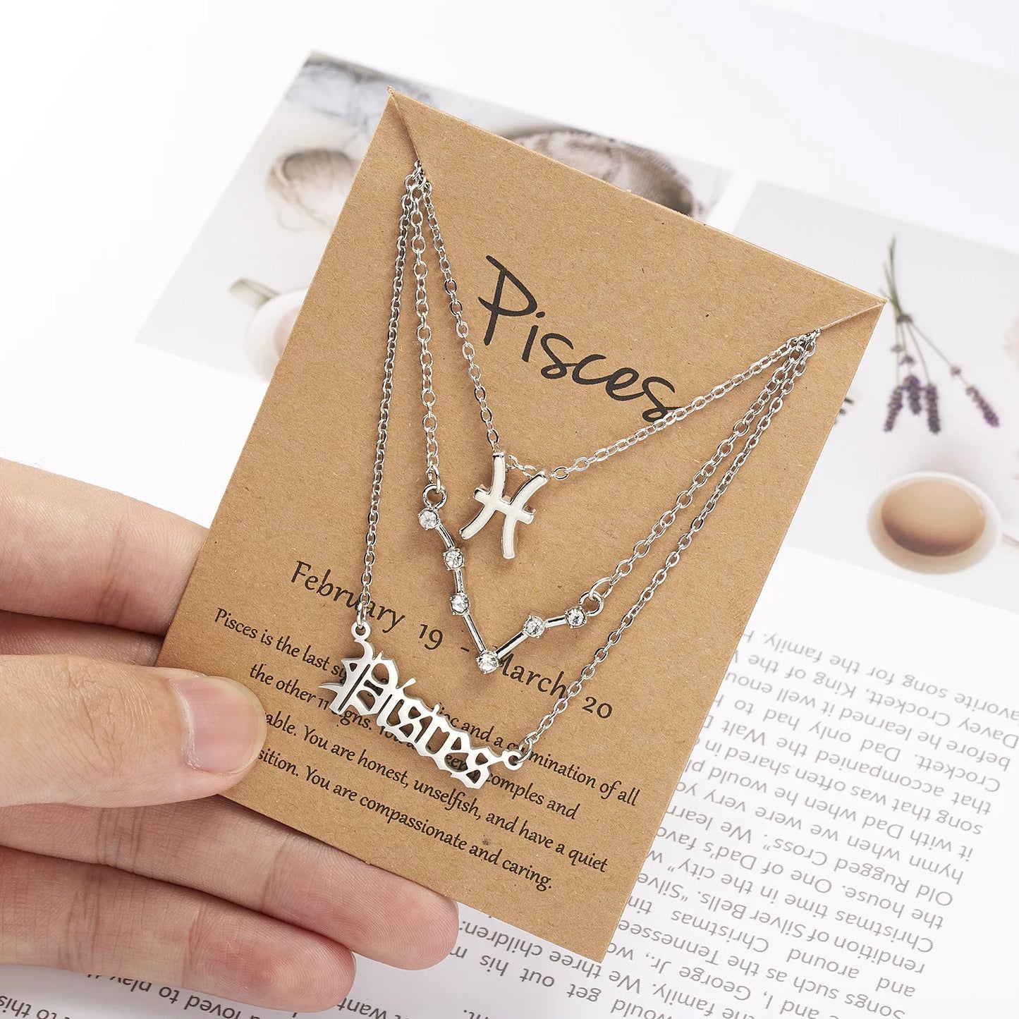 12 Zodiac Sign Necklace - 12 Constellation Pendant/ Chain/ Choker With Cardboard Card