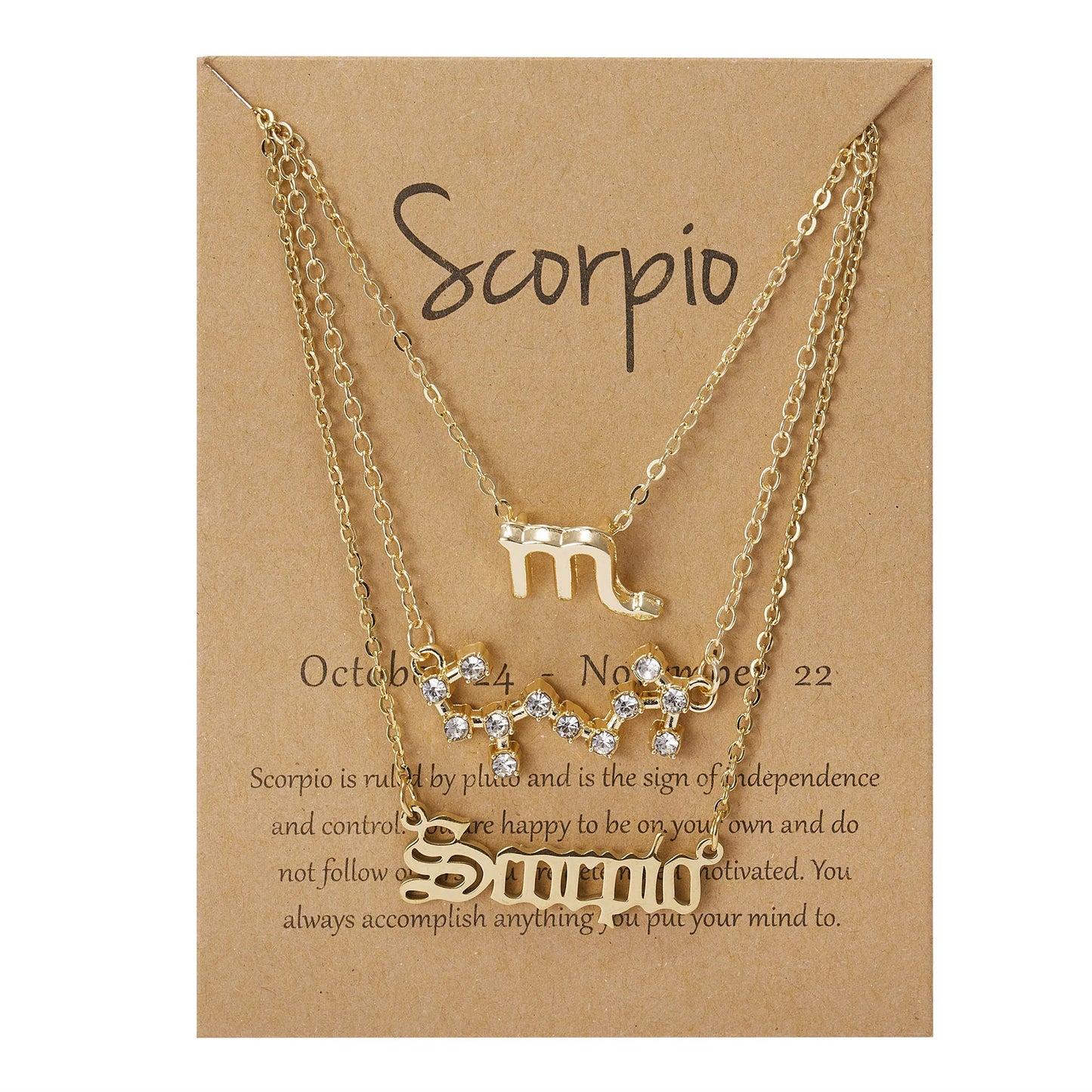 12 Zodiac Sign Necklace - 12 Constellation Pendant/ Chain/ Choker With Cardboard Card