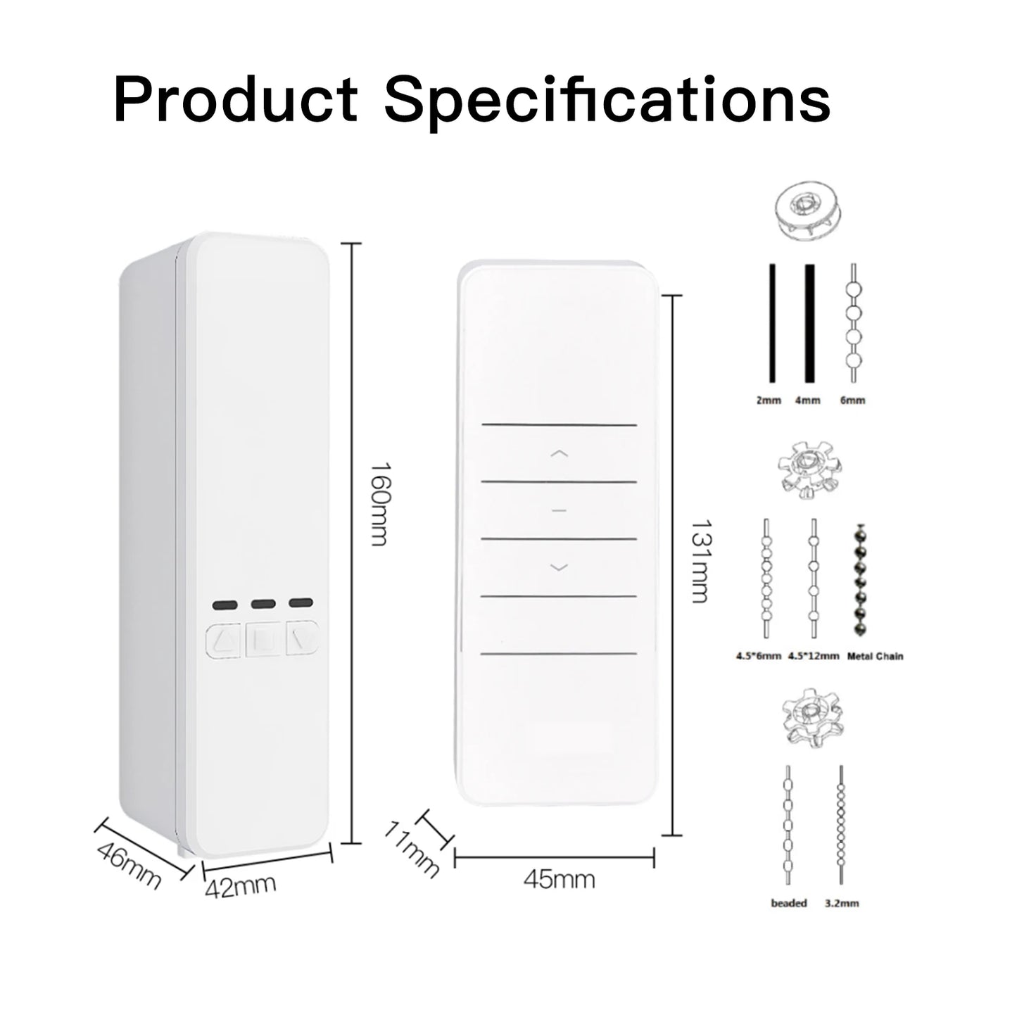 WiFi Smart Motor Electric Chain Roller Blinds Shade Shutter Drive RF Remote Kit Smart Life App via Alexa/Google